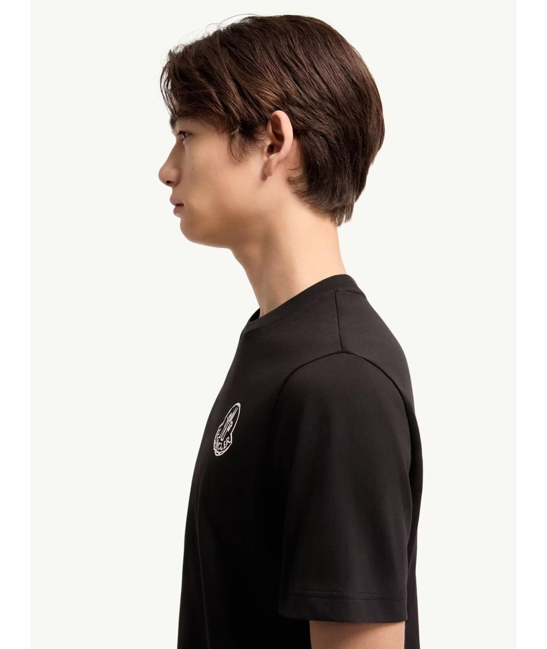 MONCLER Черная хлопковая футболка, фото 5