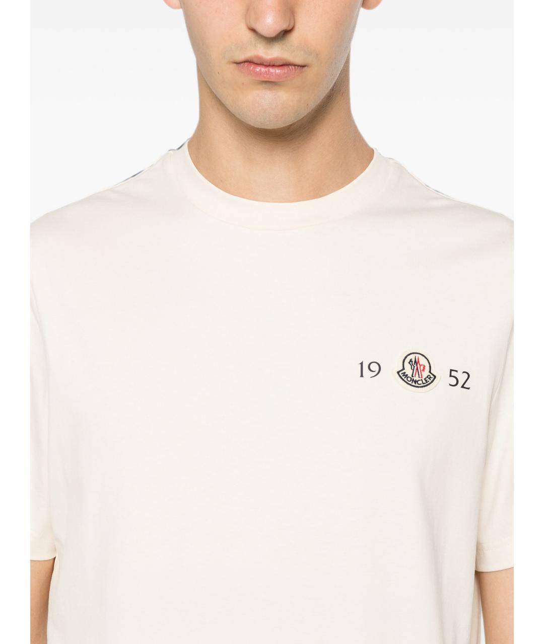 MONCLER Бежевая хлопковая футболка, фото 3