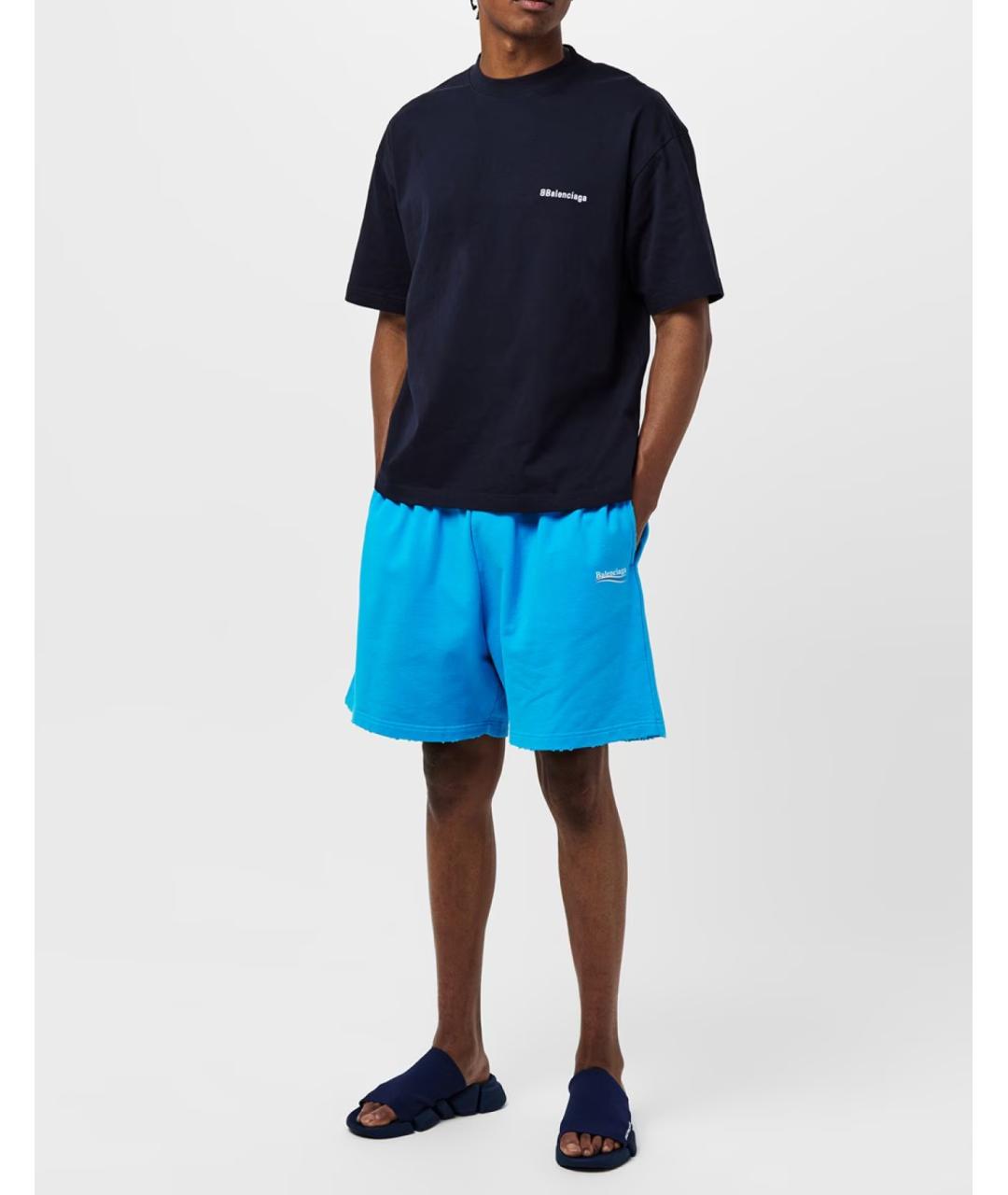 BALENCIAGA Синие хлопковые шорты, фото 2