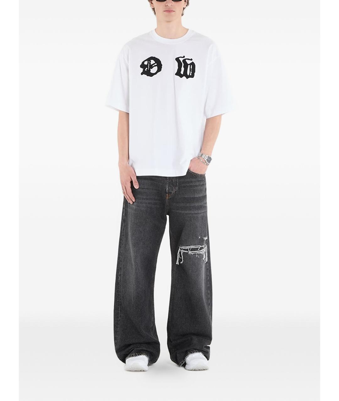 OFF-WHITE Белая хлопковая футболка, фото 2