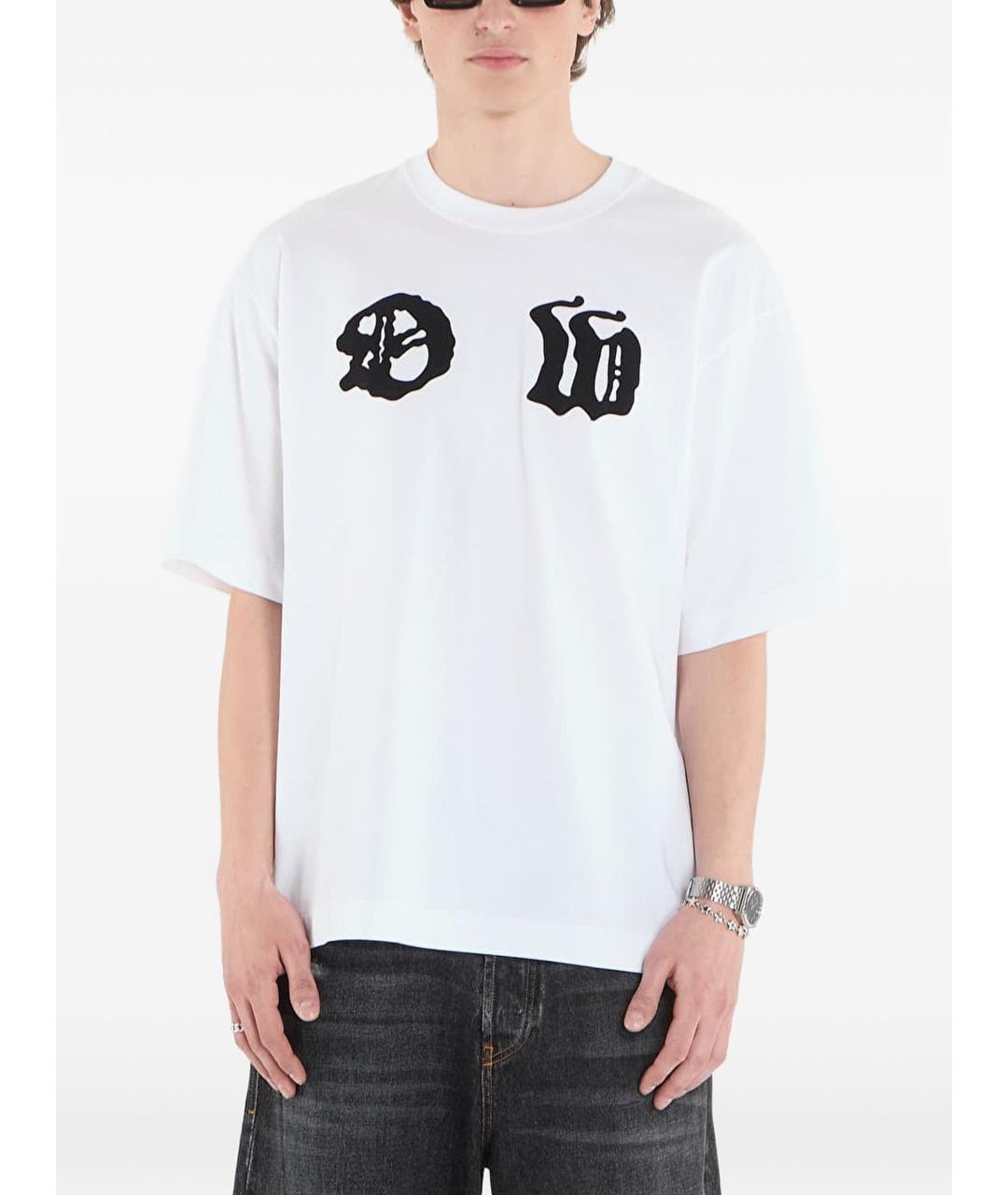 OFF-WHITE Белая хлопковая футболка, фото 5