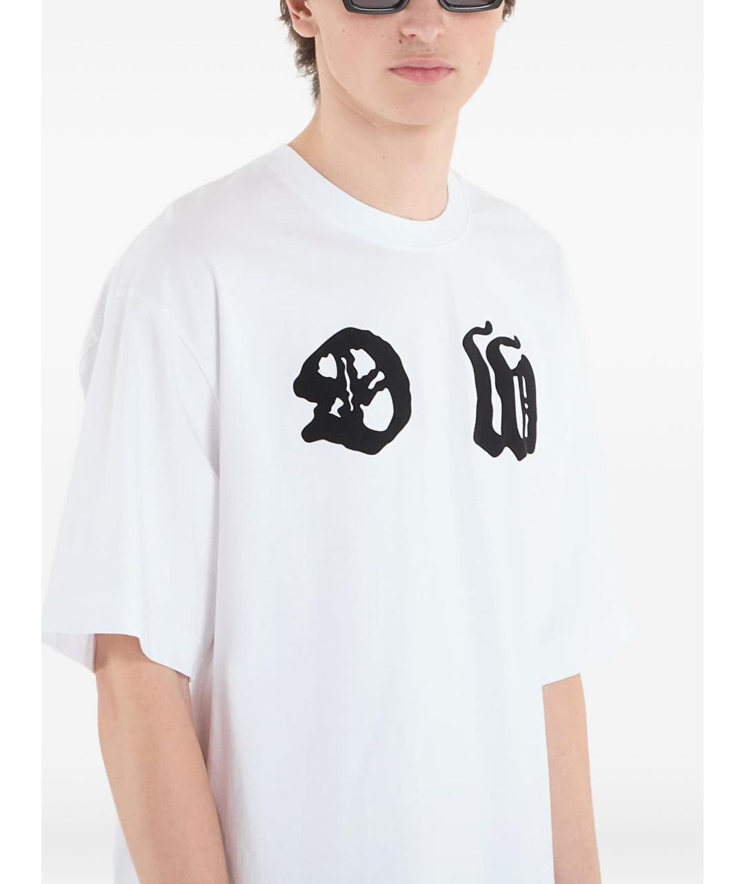 OFF-WHITE Белая хлопковая футболка, фото 4
