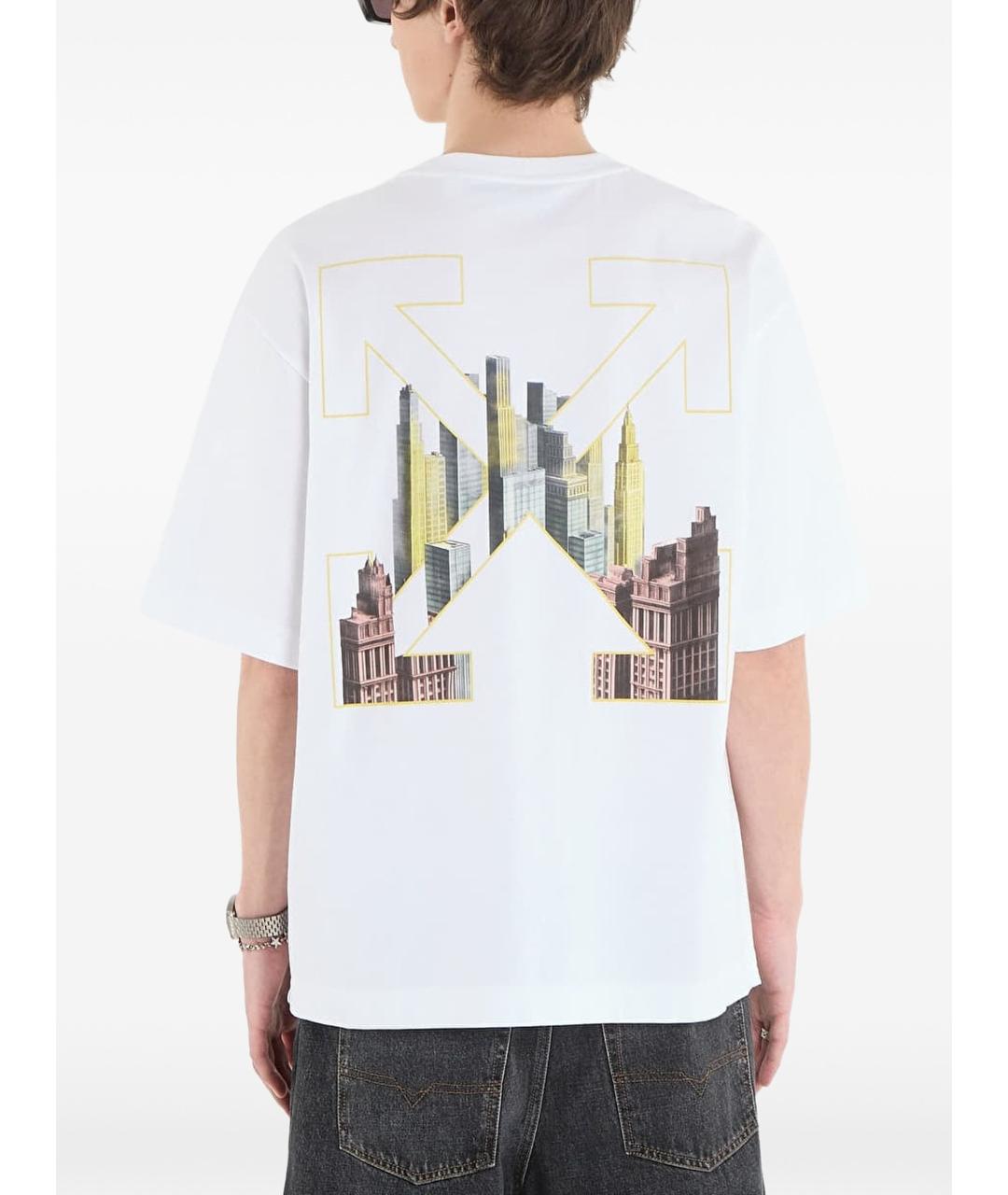 OFF-WHITE Белая хлопковая футболка, фото 3