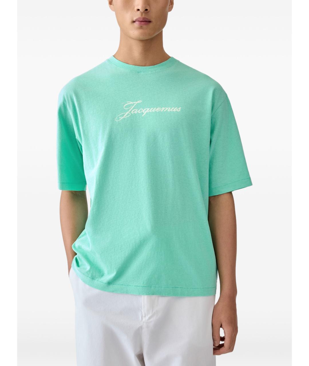 JACQUEMUS Зеленая хлопковая футболка, фото 2