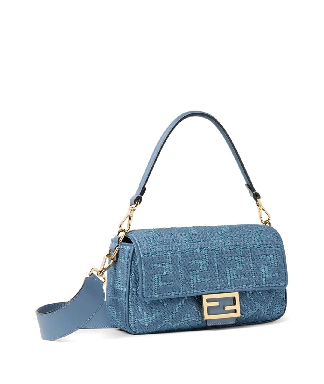 FENDI Голубая плетеная сумка через плечо, фото 3