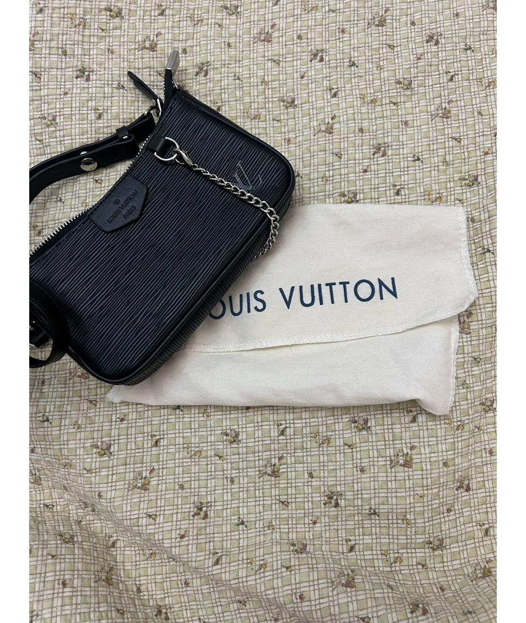 LOUIS VUITTON Черная кожаная сумка на плечо, фото 6