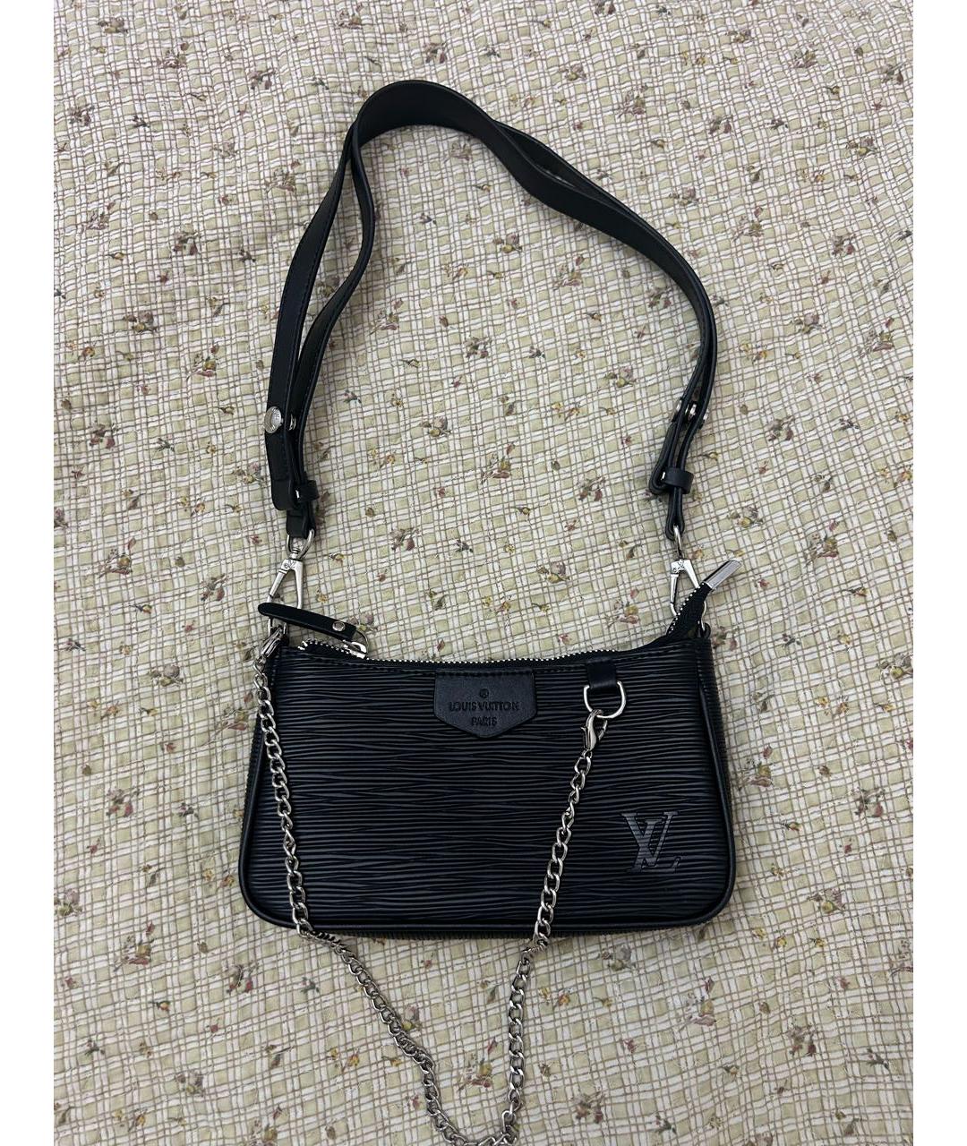 LOUIS VUITTON Черная кожаная сумка на плечо, фото 7