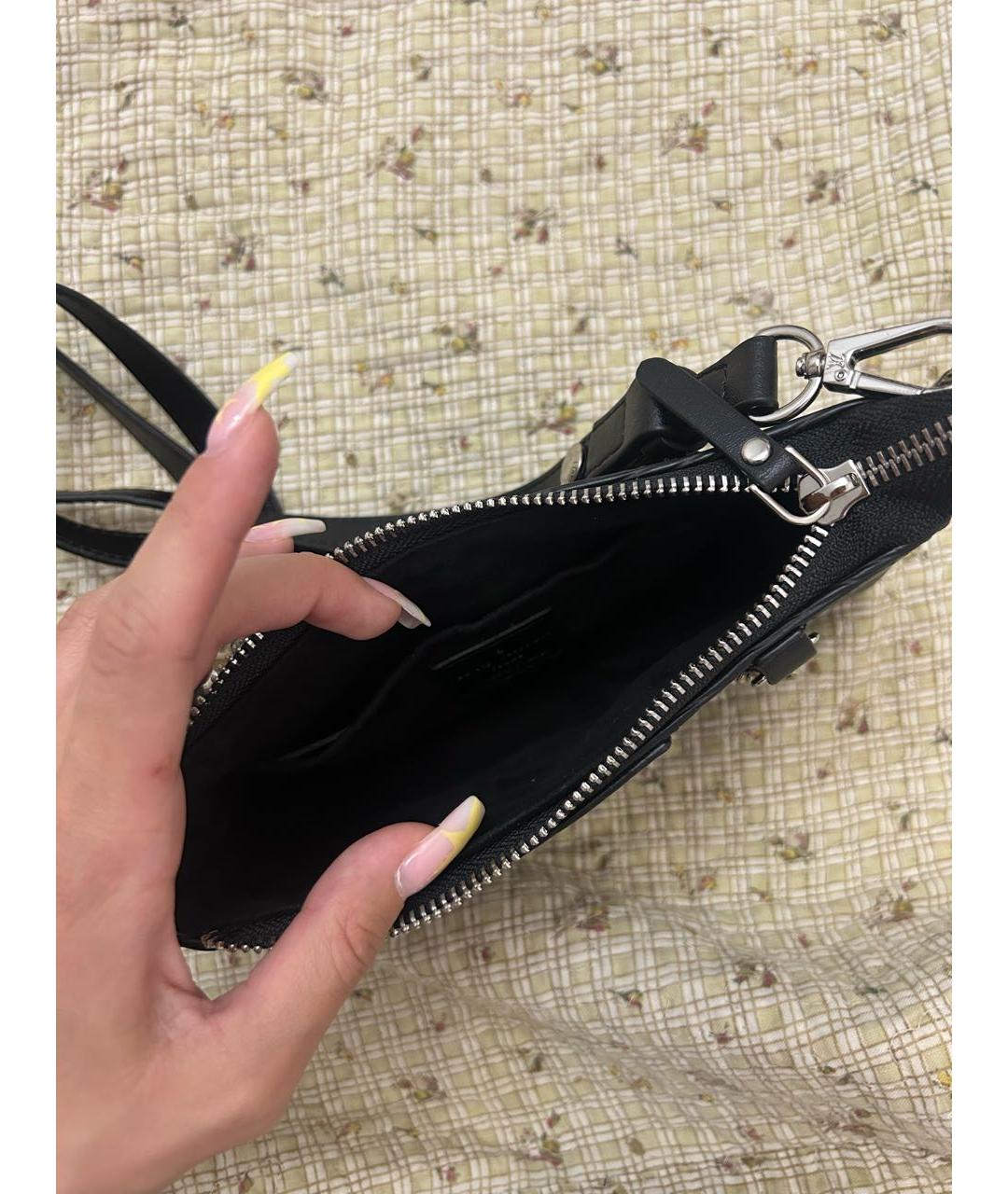 LOUIS VUITTON Черная кожаная сумка на плечо, фото 4