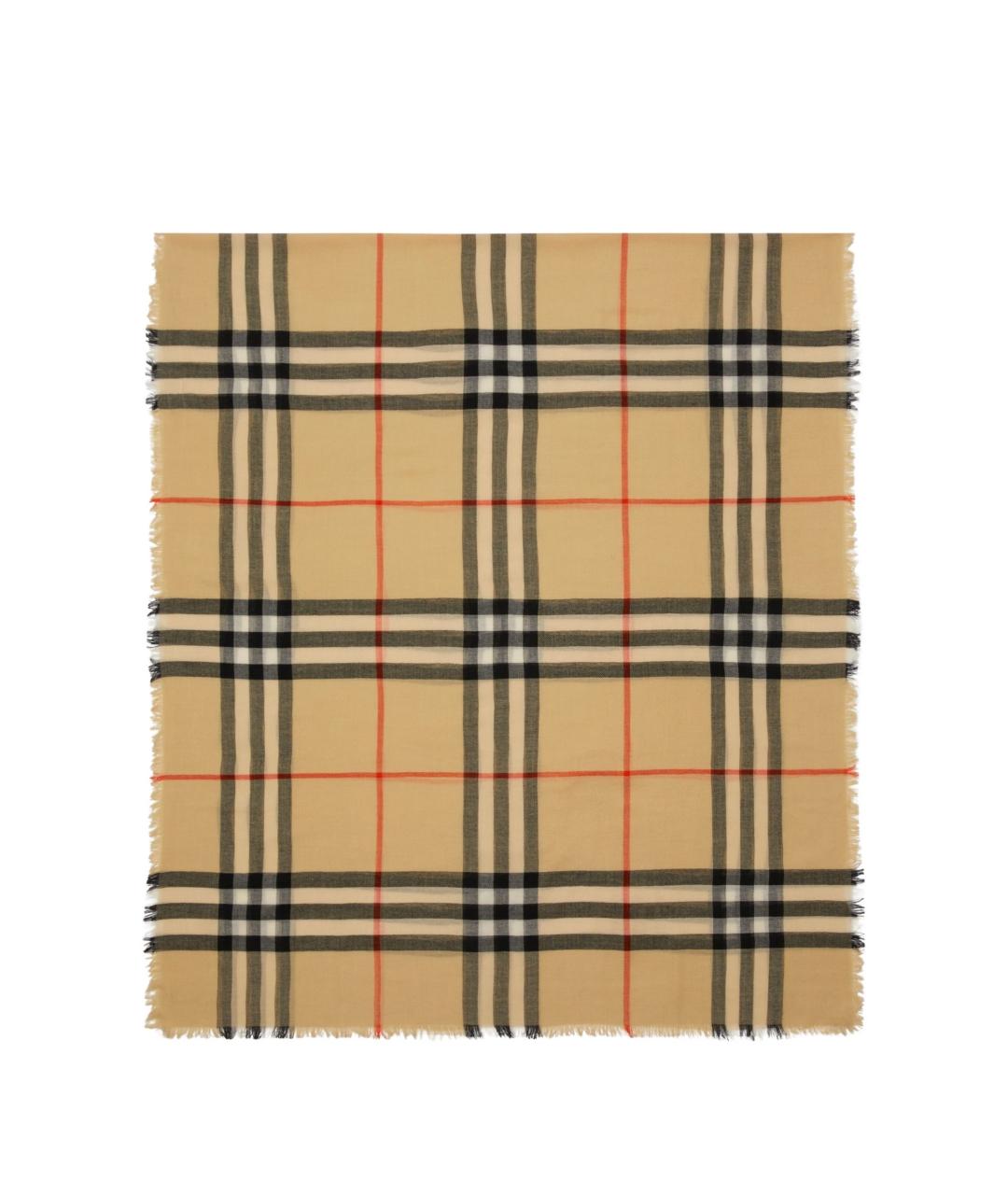 BURBERRY Бежевый шерстяной шарф, фото 1