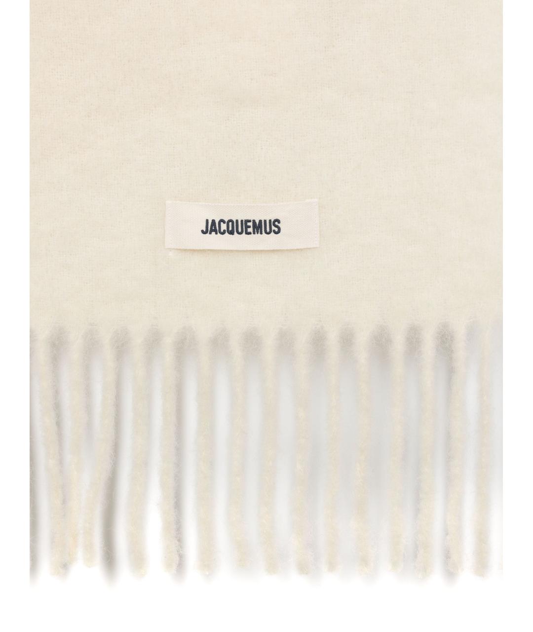 JACQUEMUS Белый шерстяной шарф, фото 3