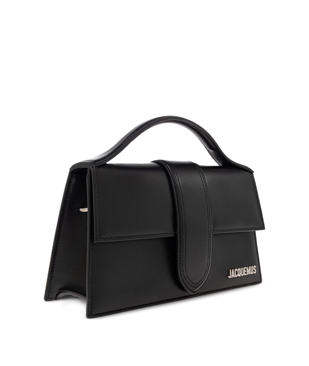 JACQUEMUS Черная кожаная сумка через плечо, фото 4