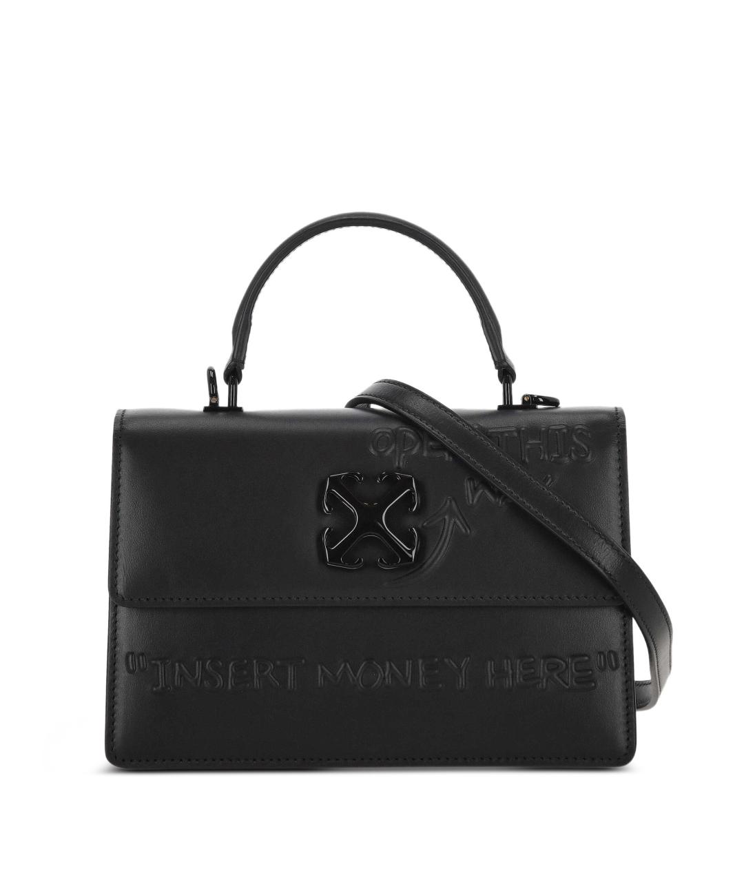 OFF-WHITE Черная кожаная сумка с короткими ручками, фото 1