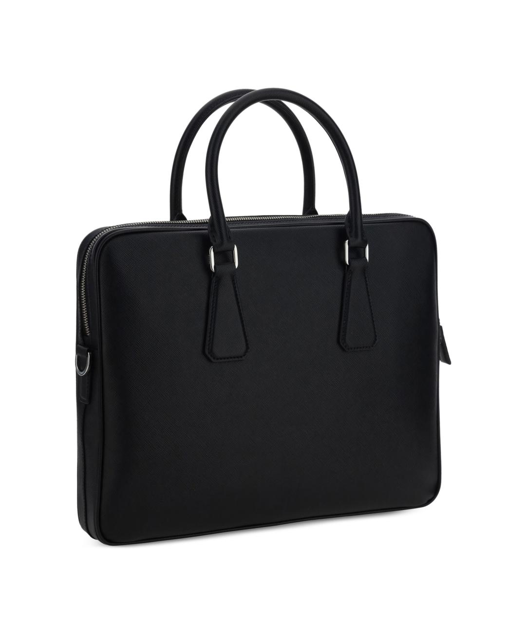 PRADA Черная кожаная сумка тоут, фото 5
