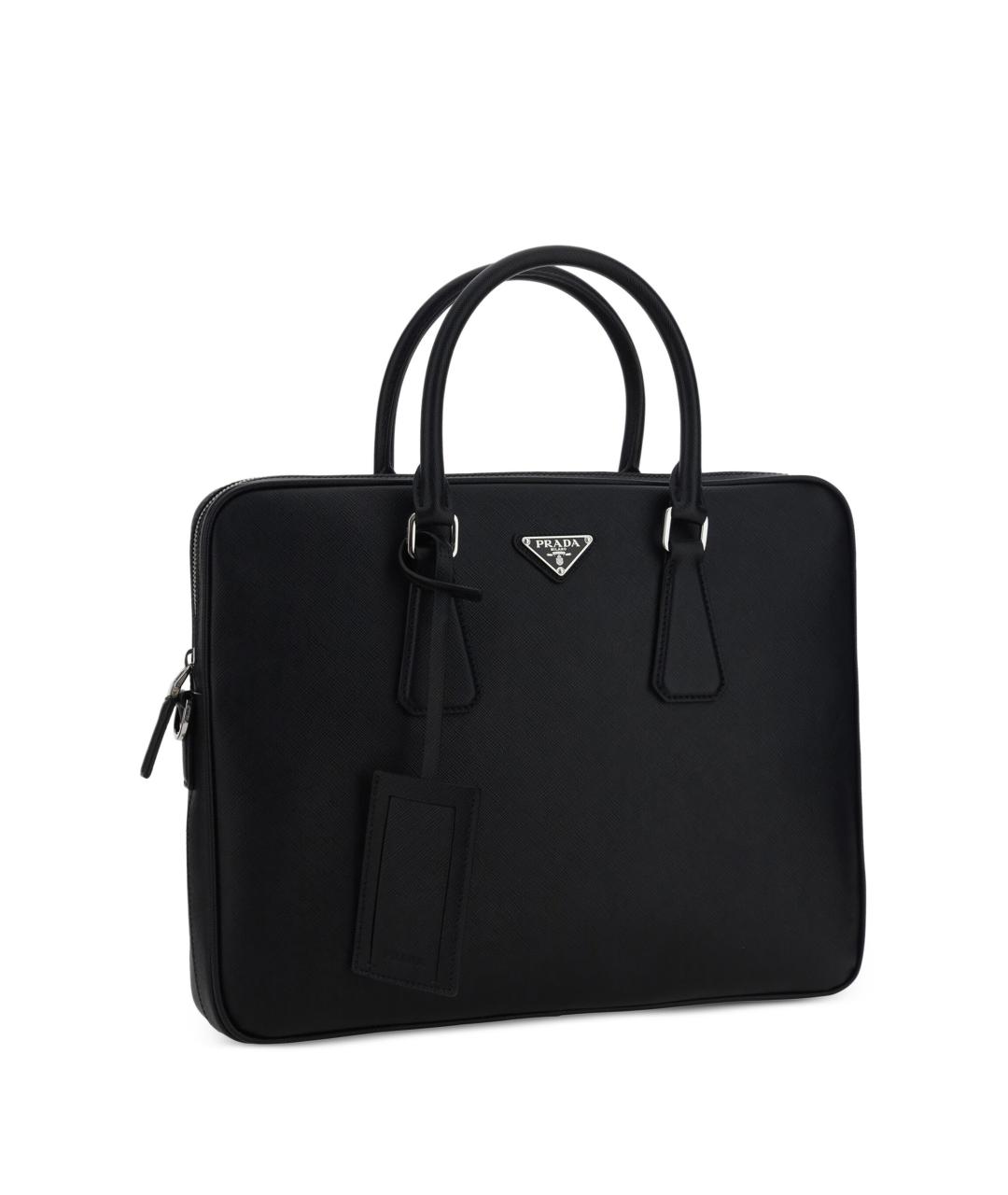 PRADA Черная кожаная сумка тоут, фото 4