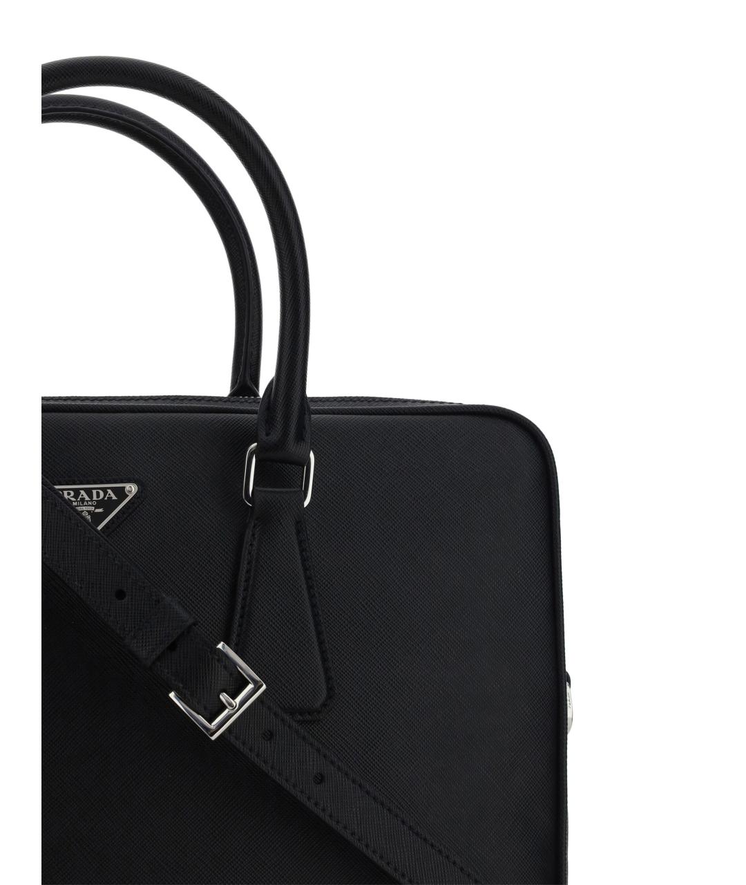 PRADA Черная кожаная сумка тоут, фото 3