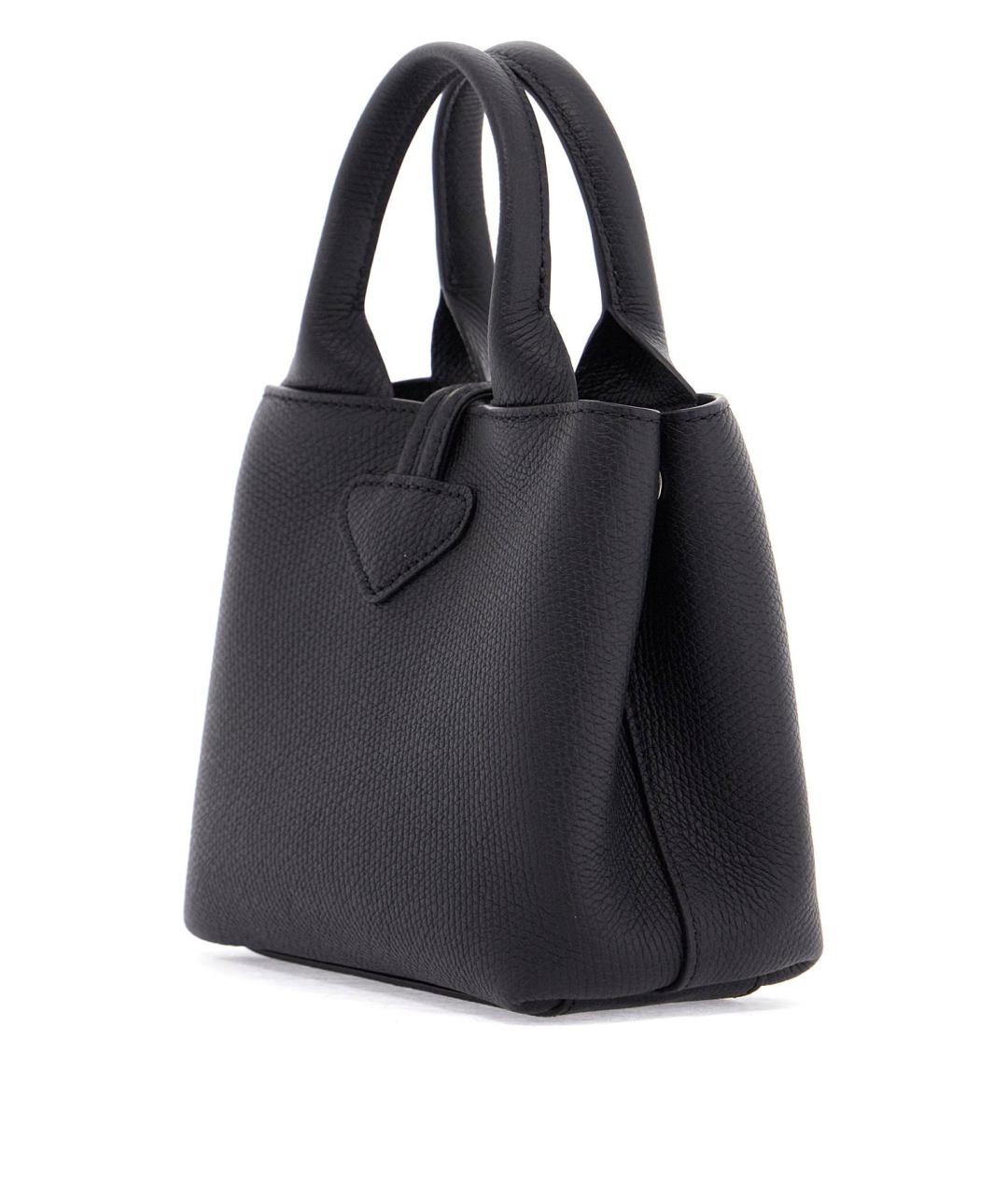 LONGCHAMP Черная кожаная сумка с короткими ручками, фото 2