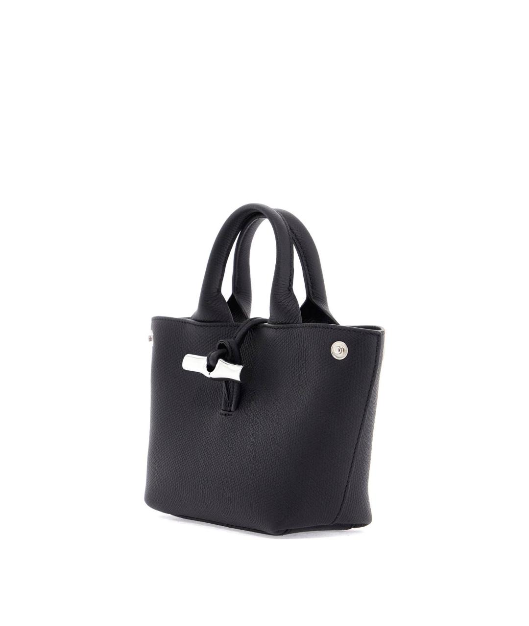 LONGCHAMP Черная кожаная сумка с короткими ручками, фото 3