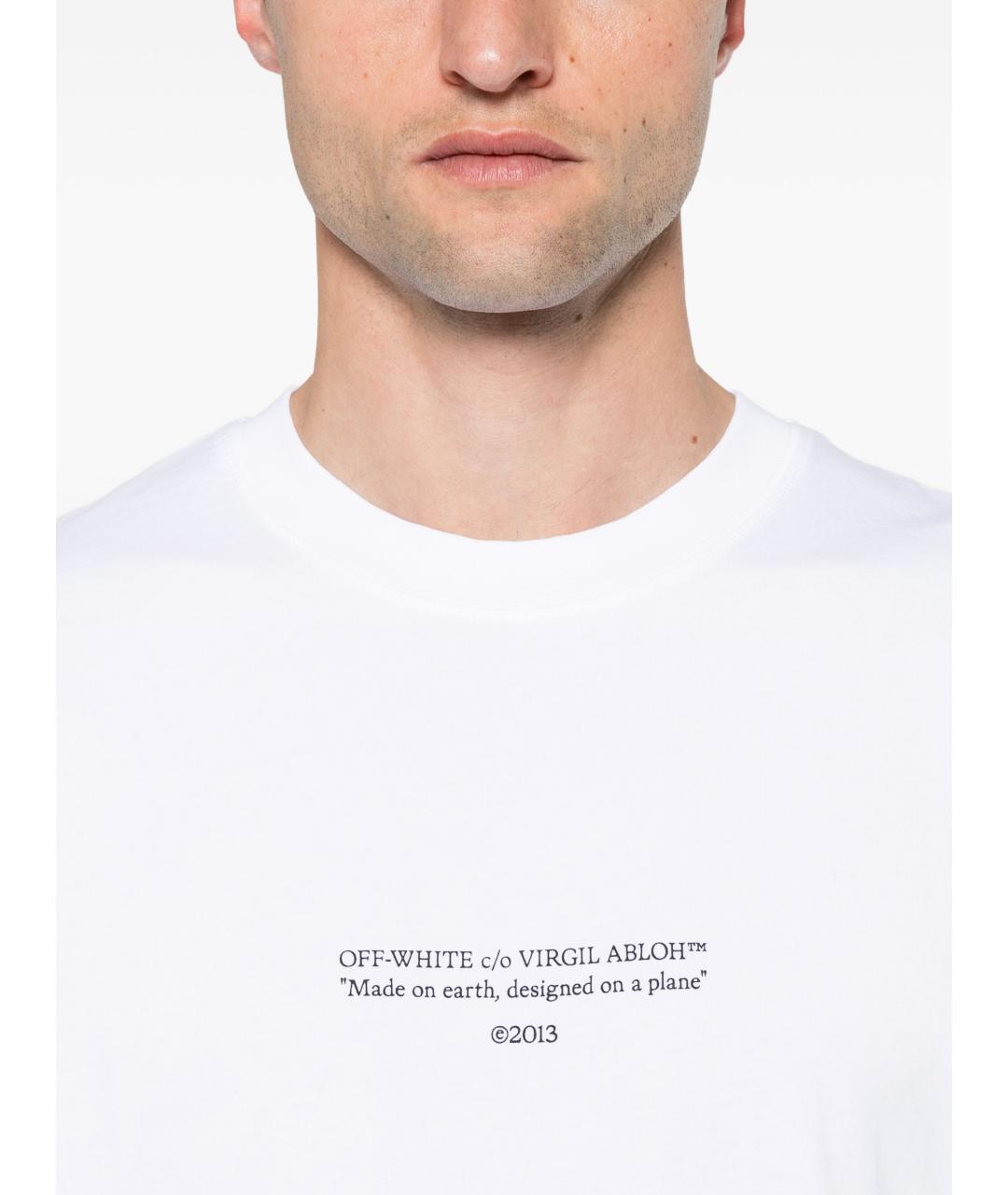 OFF-WHITE Белая хлопковая футболка, фото 4
