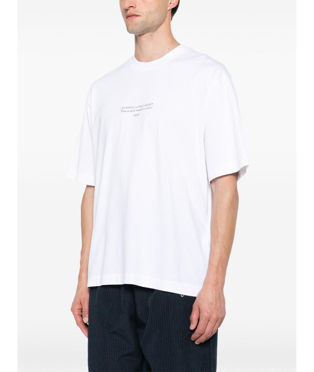 OFF-WHITE Белая хлопковая футболка, фото 5