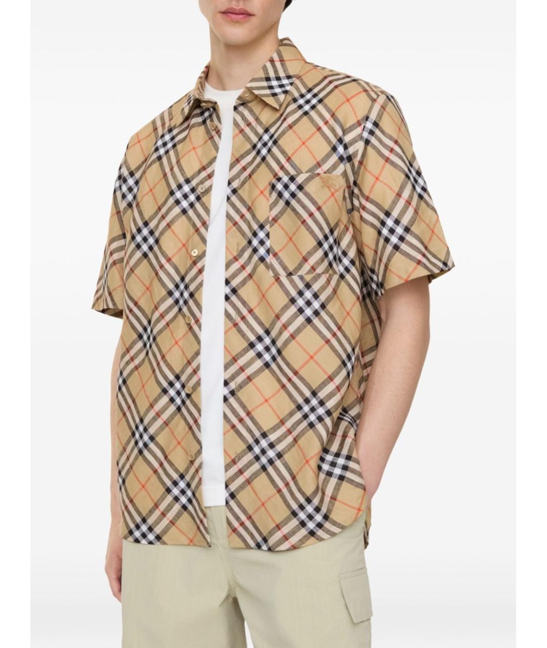 BURBERRY Бежевая льняная кэжуал рубашка, фото 3