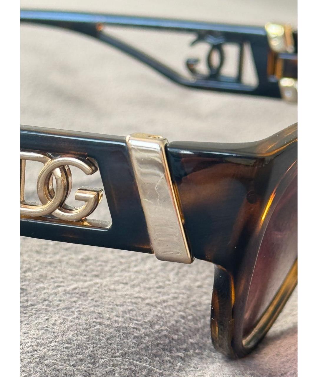 DOLCE&GABBANA Коричневые пластиковые солнцезащитные очки, фото 3