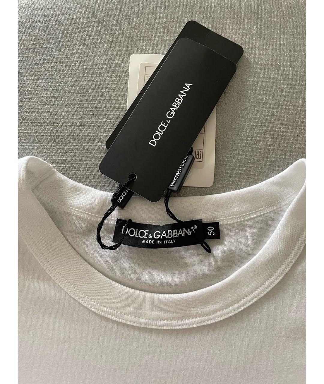 DOLCE&GABBANA Белая хлопковая футболка, фото 4