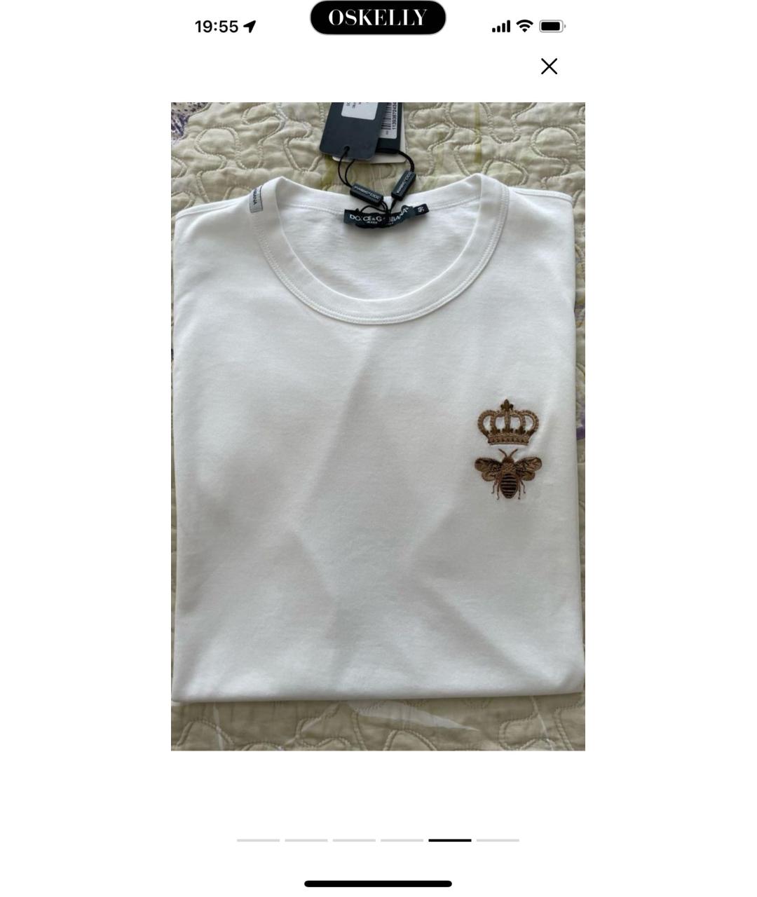 DOLCE&GABBANA Белая хлопковая футболка, фото 3