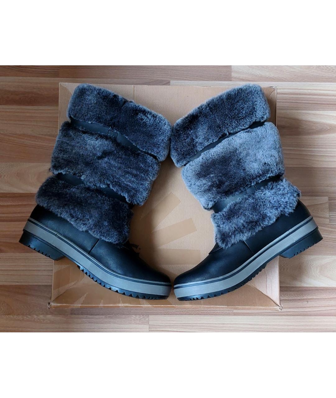 UGG Черные кожаные сапоги, фото 9