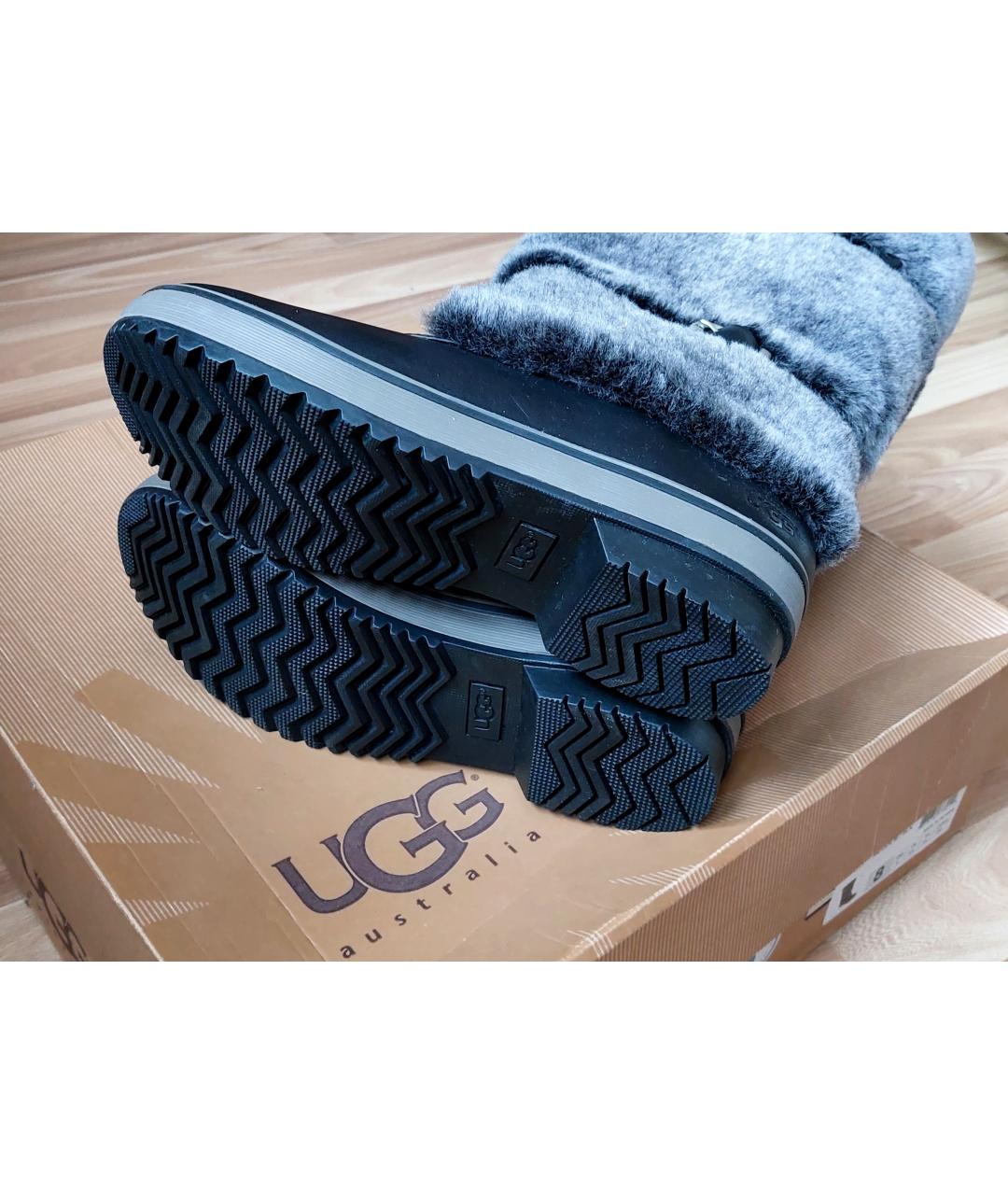 UGG Черные кожаные сапоги, фото 7