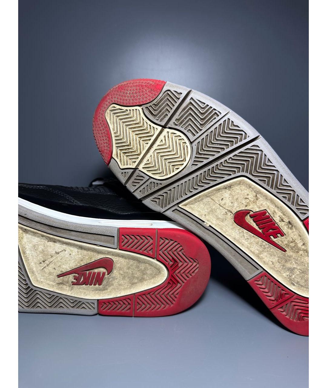 JORDAN Черные кожаные высокие кроссовки / кеды, фото 8