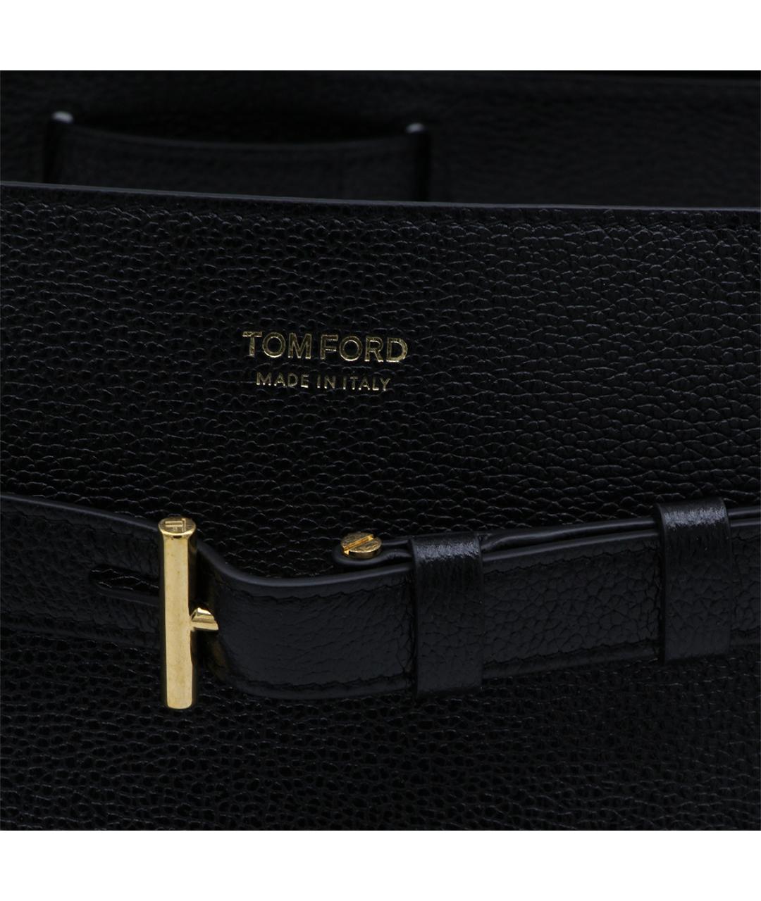 TOM FORD Черная кожаная сумка тоут, фото 4