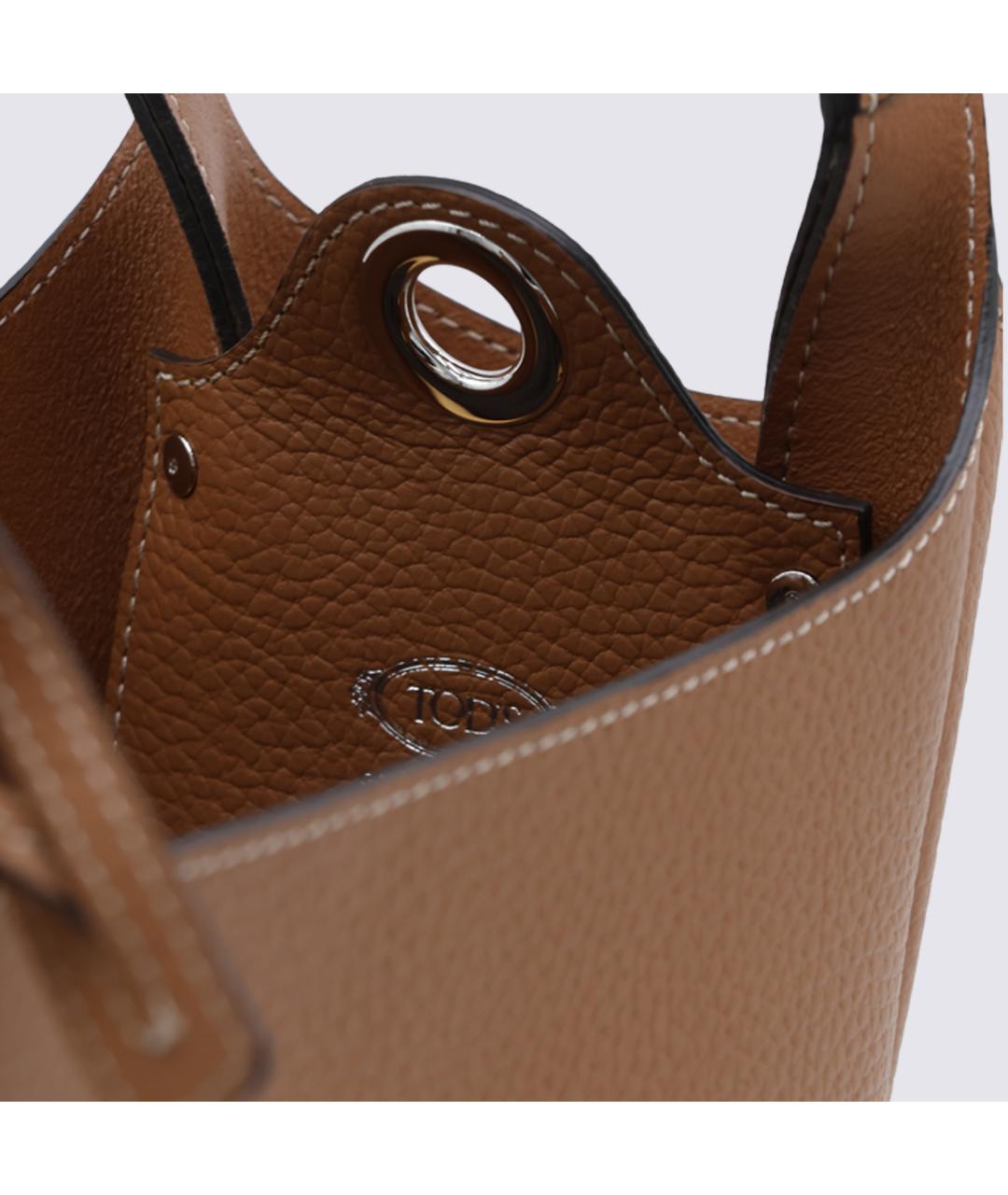 TOD'S Бежевая кожаная сумка тоут, фото 4
