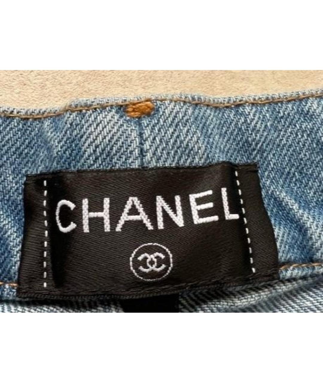 CHANEL Синие хлопковые прямые джинсы, фото 5