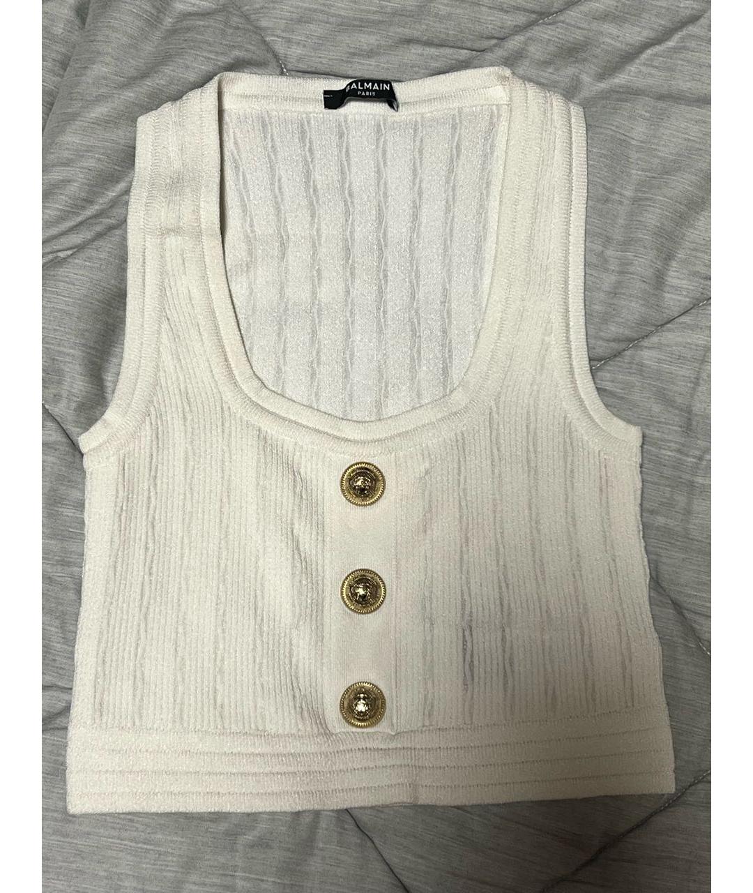 BALMAIN Белая вискозная майка, фото 5