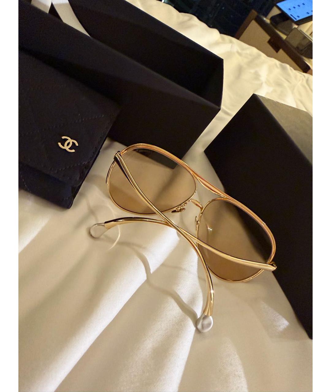 CHANEL Золотые солнцезащитные очки, фото 3