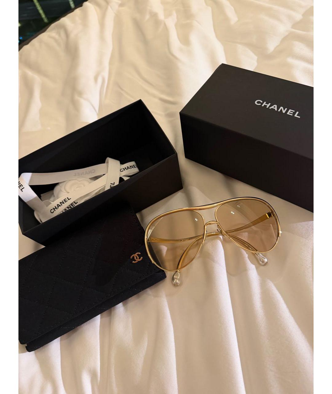 CHANEL Золотые солнцезащитные очки, фото 2