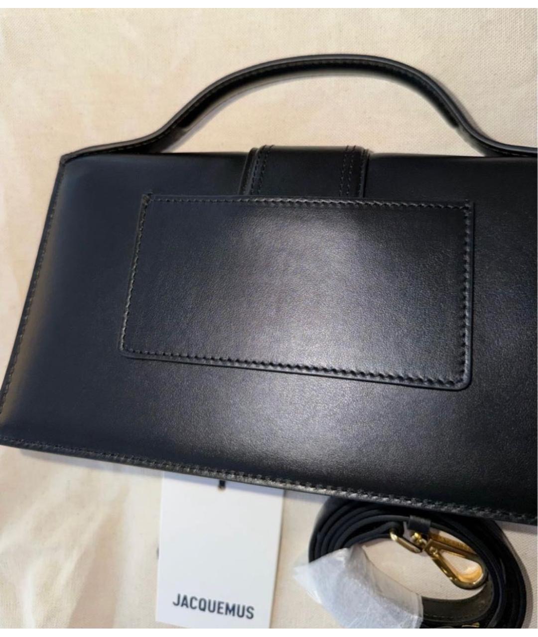 JACQUEMUS Черная кожаная сумка с короткими ручками, фото 3