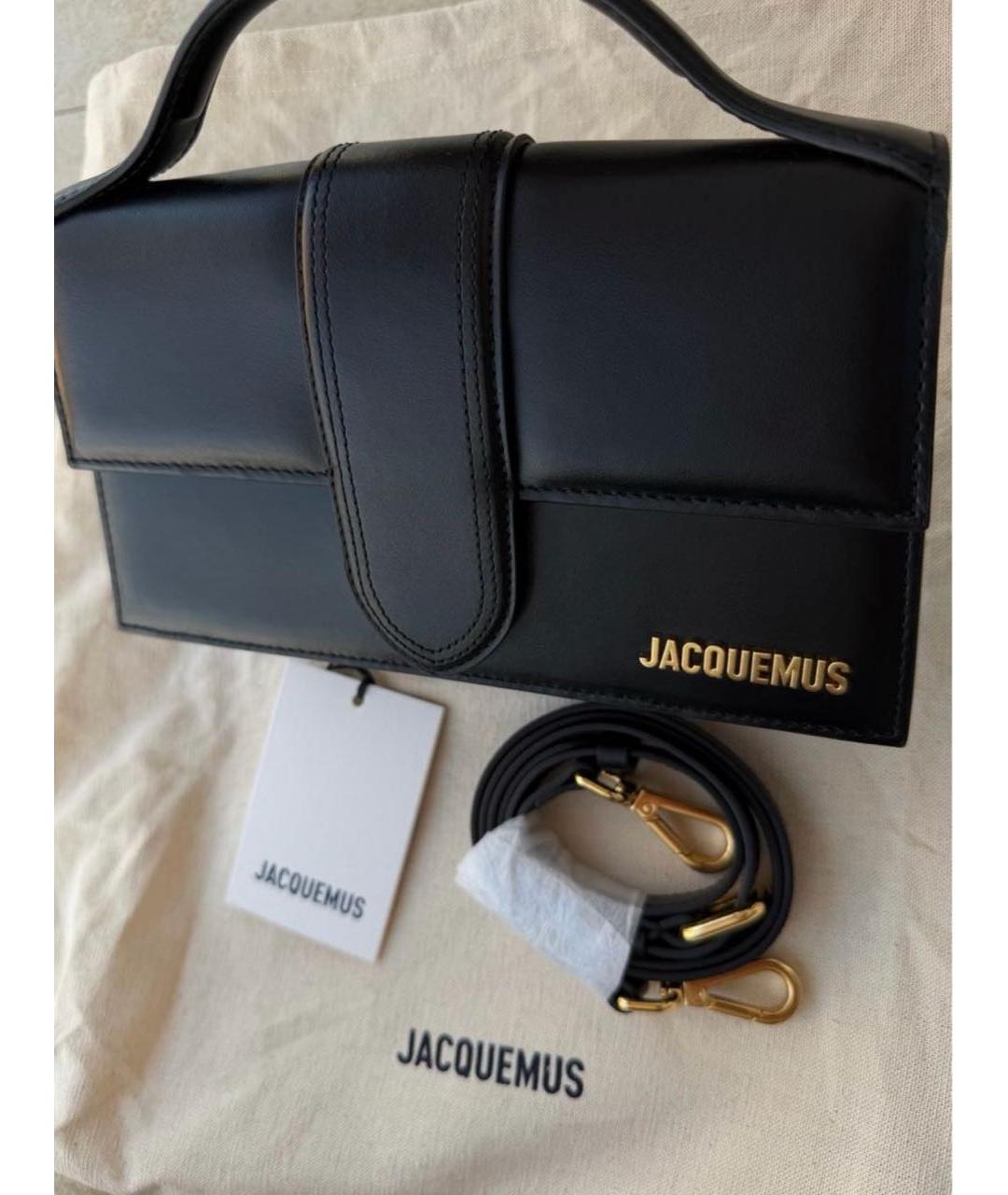 JACQUEMUS Черная кожаная сумка с короткими ручками, фото 2