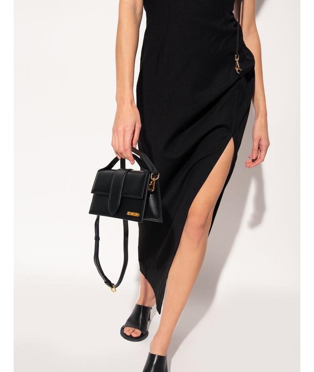 JACQUEMUS Черная кожаная сумка с короткими ручками, фото 8