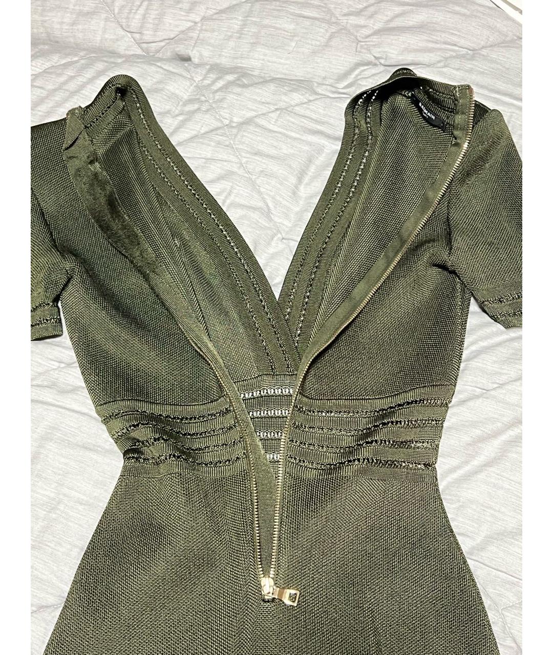 BALMAIN Хаки коктейльное платье, фото 5