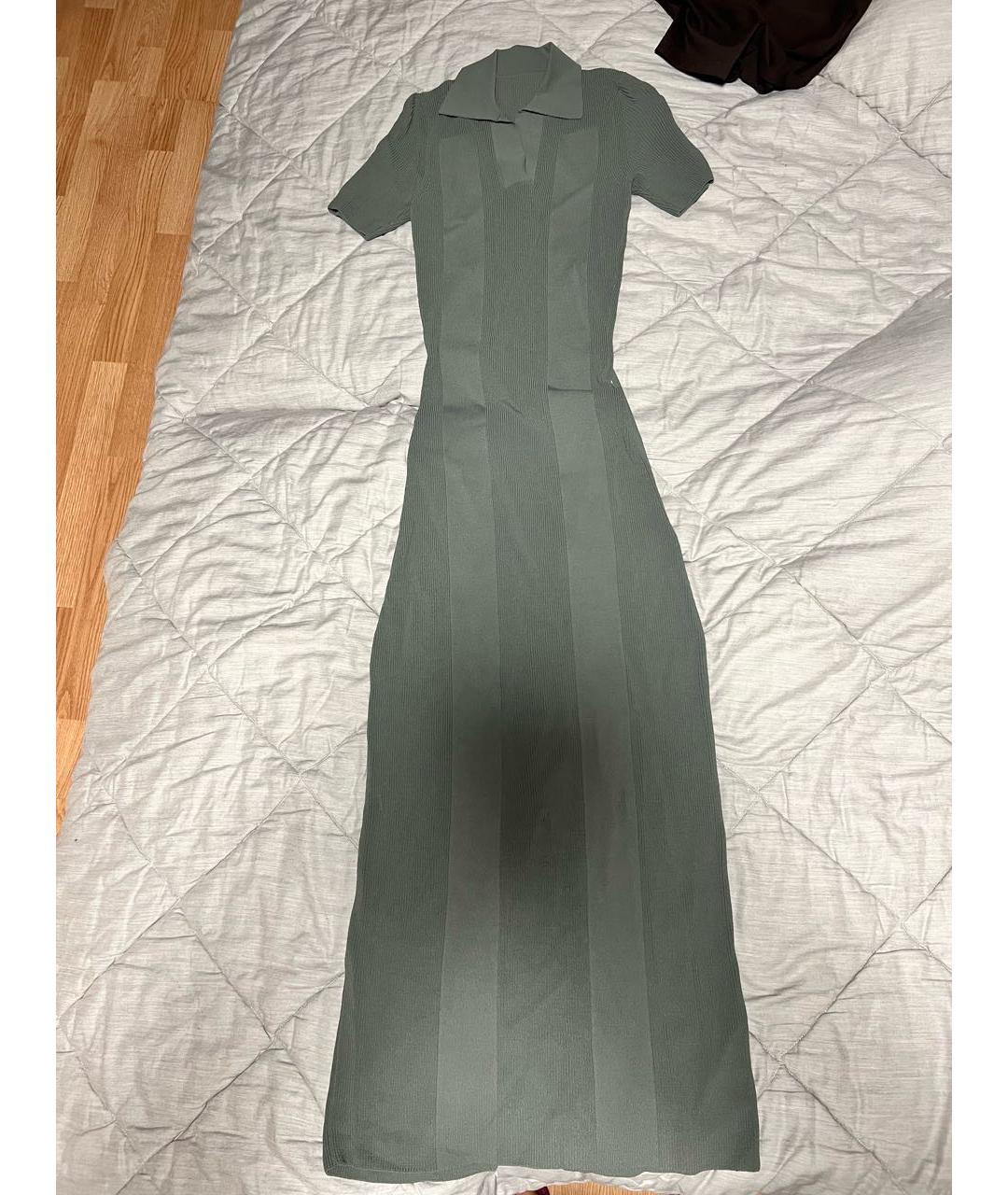 JACQUEMUS Хаки вискозное повседневное платье, фото 6