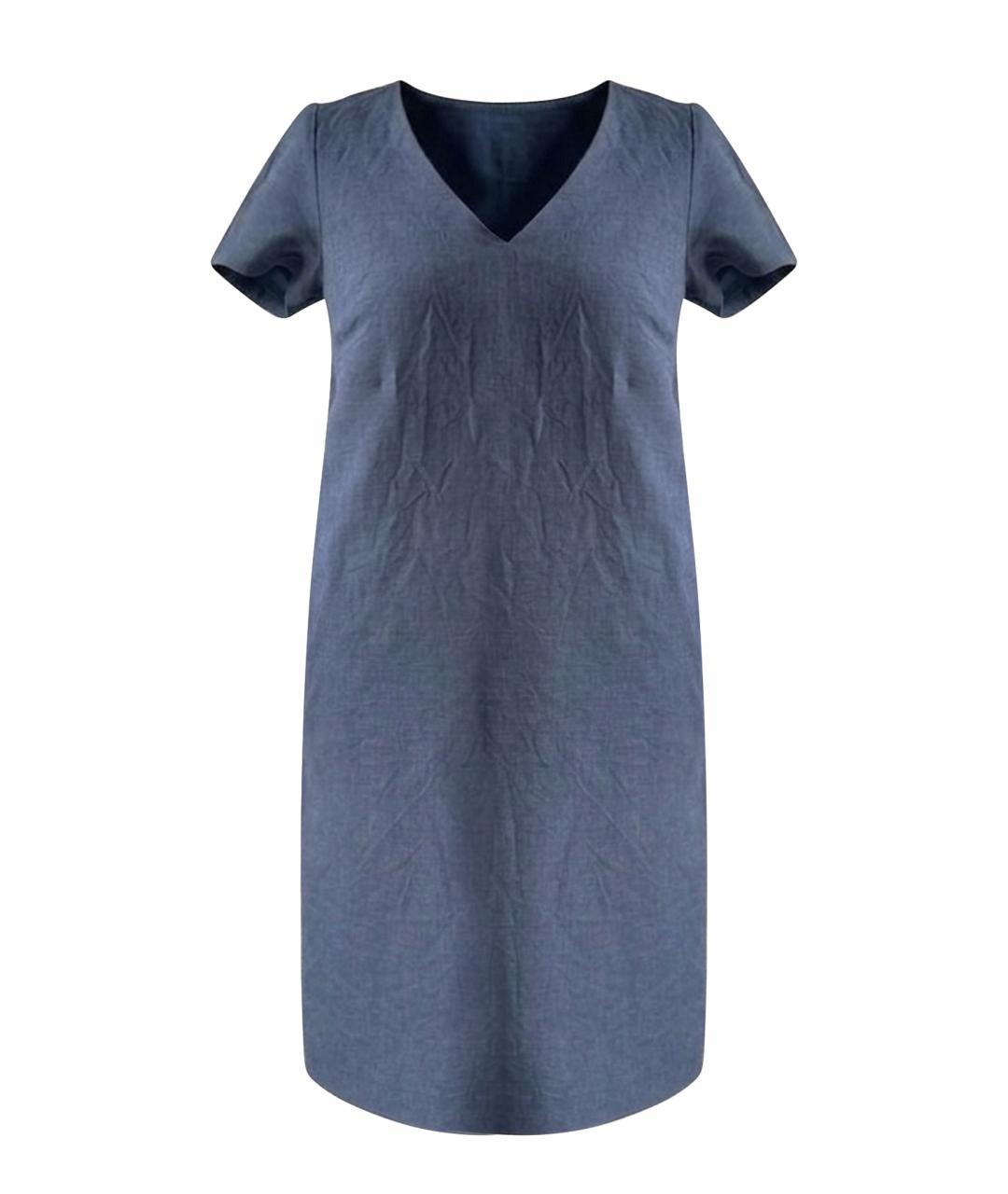 WEEKEND MAX MARA Синее льняное повседневное платье, фото 1