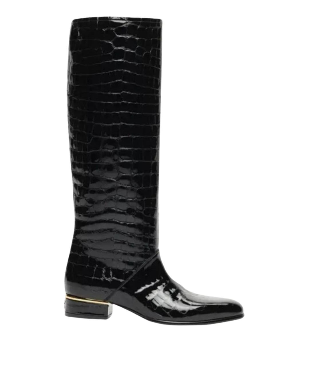 CHANEL Черные сапоги из лакированной кожи, фото 1