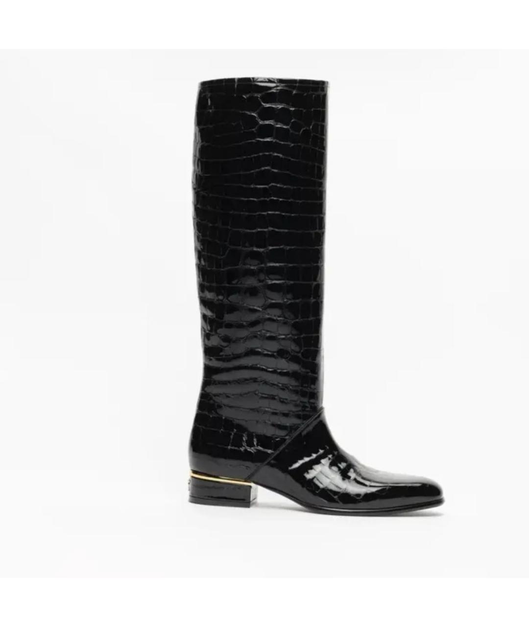 CHANEL Черные сапоги из лакированной кожи, фото 6