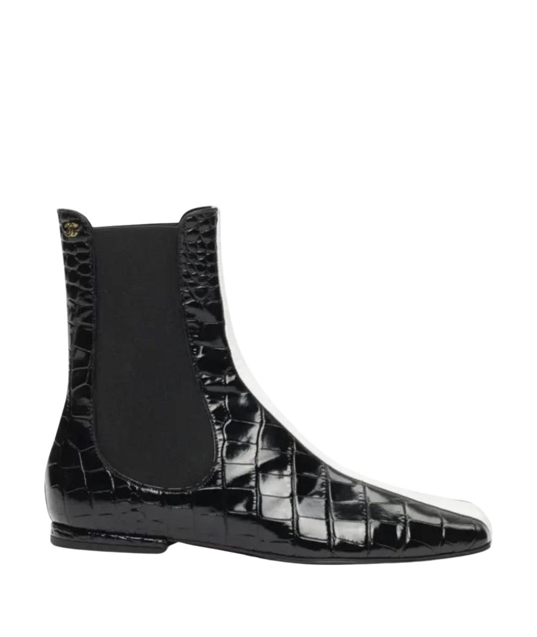 CHANEL Черные ботинки из лакированной кожи, фото 1