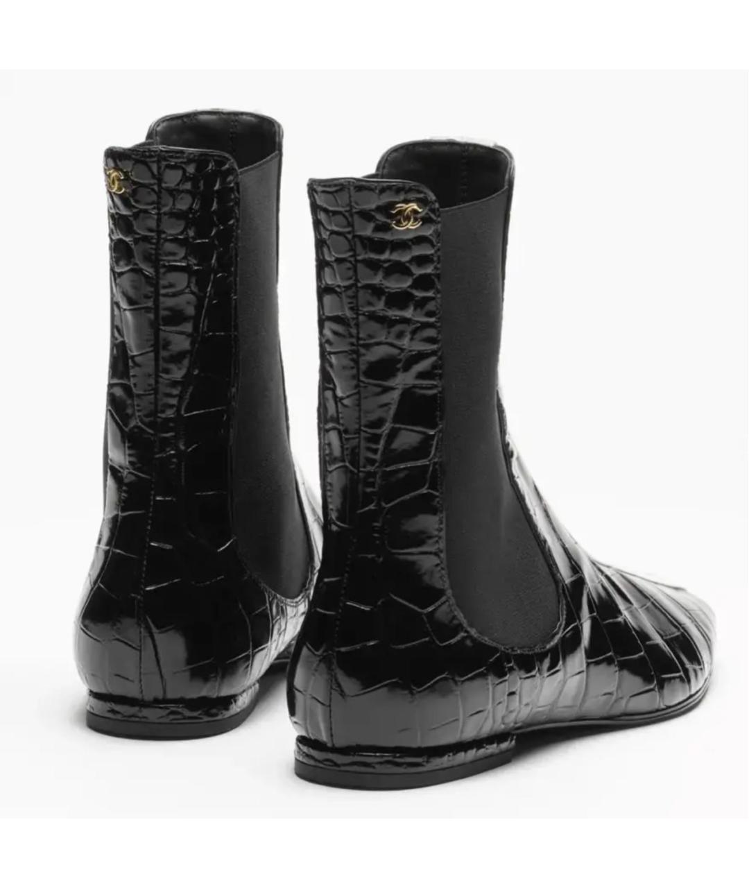 CHANEL Черные ботинки из лакированной кожи, фото 5