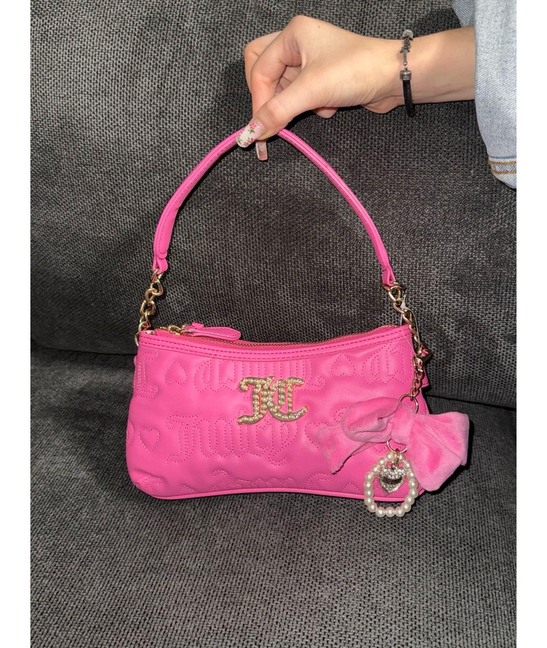 JUICY COUTURE Розовая сумка с короткими ручками из искусственной кожи, фото 7