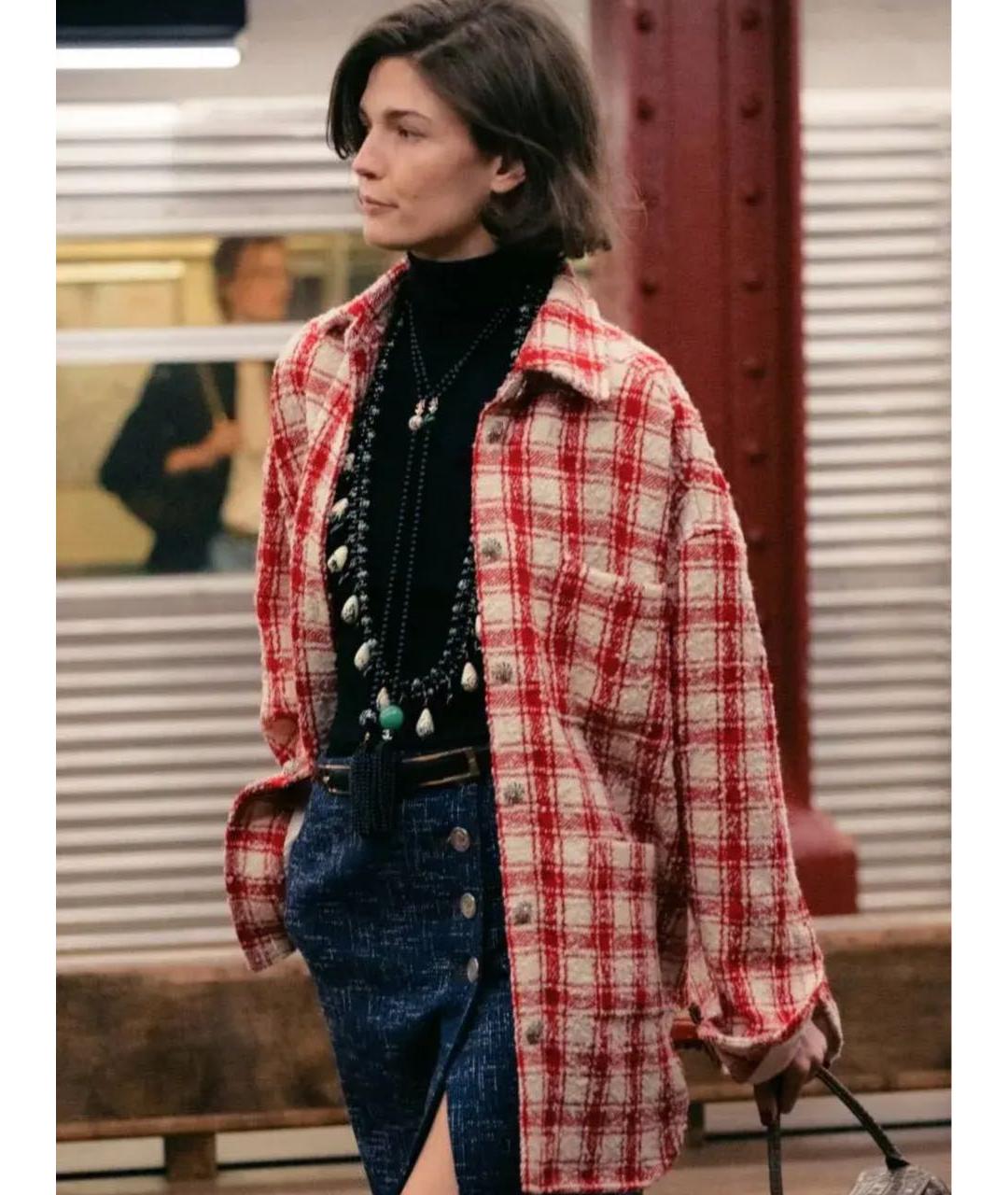 CHANEL Красная твидовая рубашка, фото 4