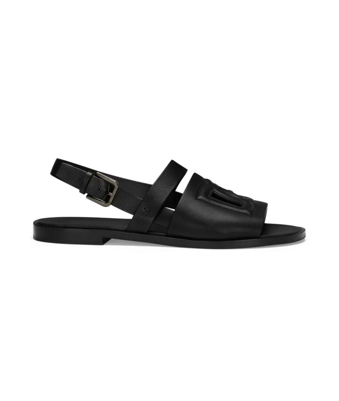 DOLCE&GABBANA Черные кожаные сандалии, фото 9
