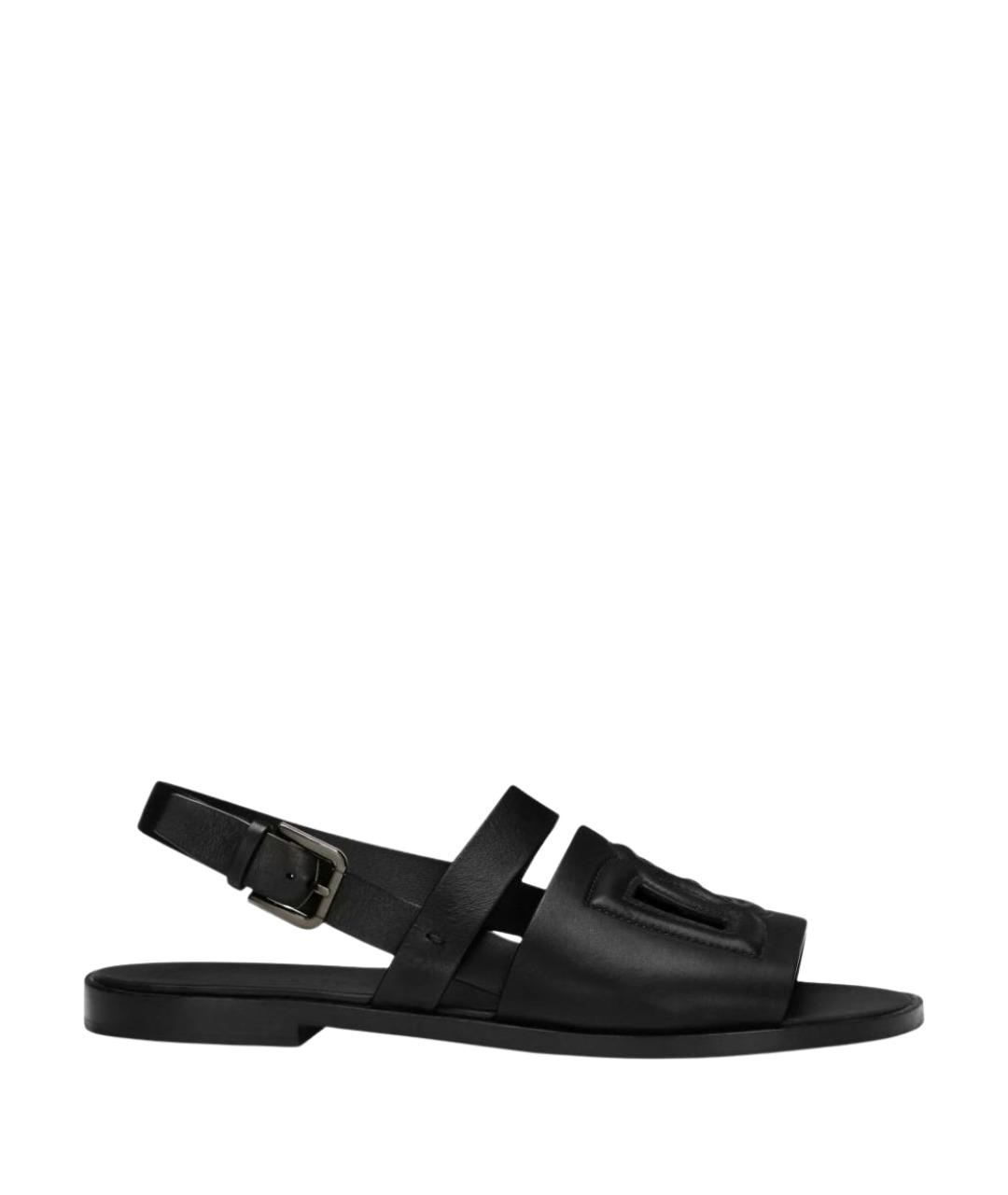 DOLCE&GABBANA Черные кожаные сандалии, фото 1